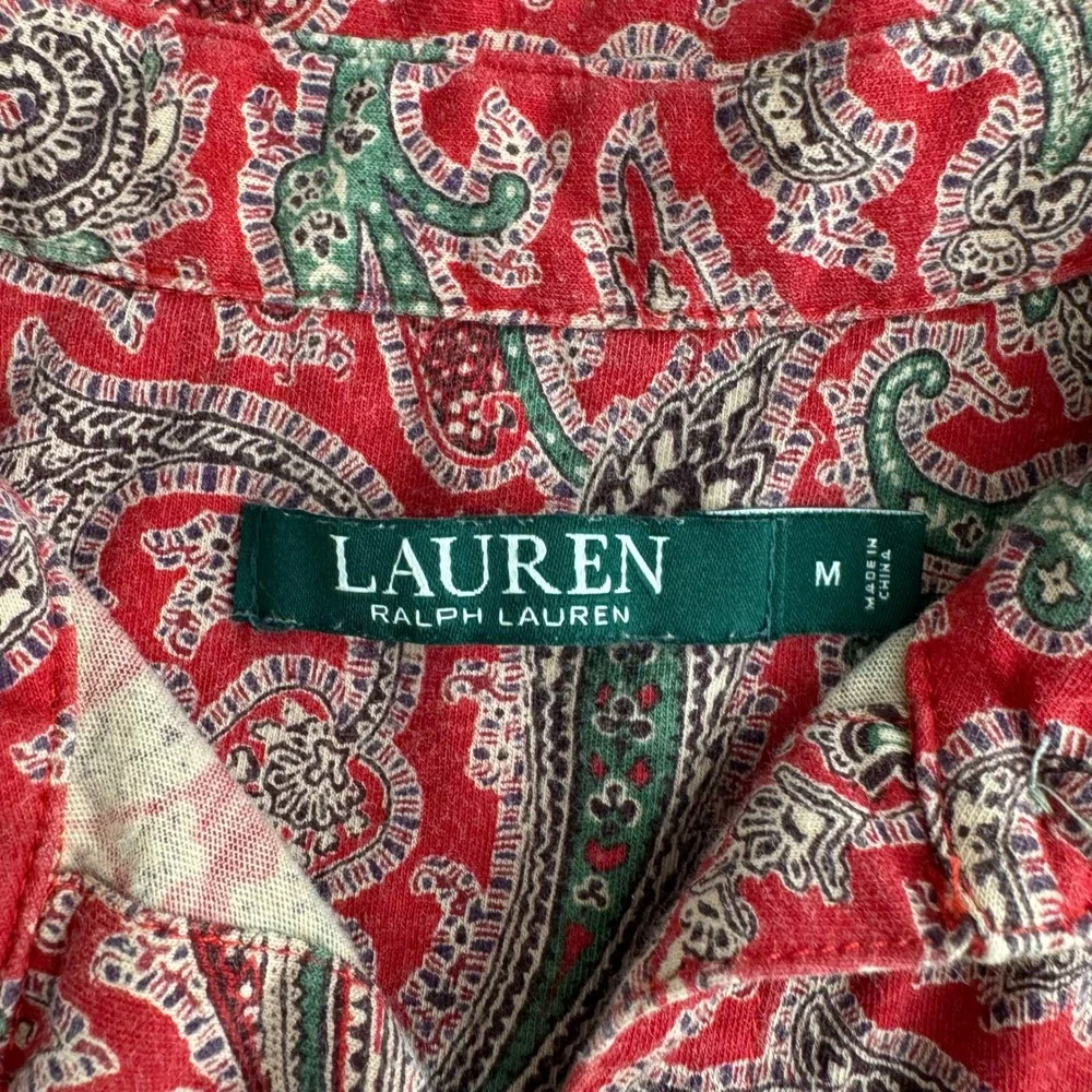 Lauren Ralph Lauren Womens Red Paisley‎ Pajama Set Button Down Pants Medium